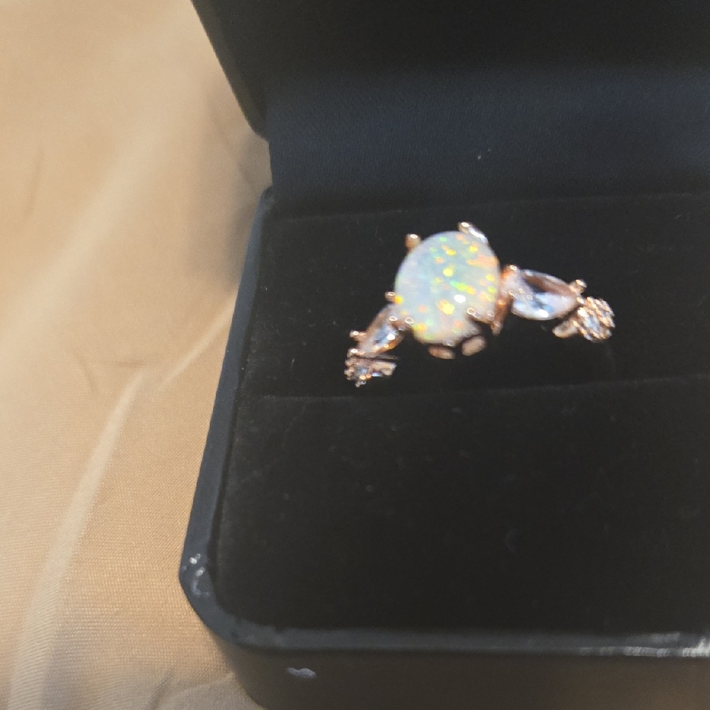 Be Inspired Opal and Crystal Ring